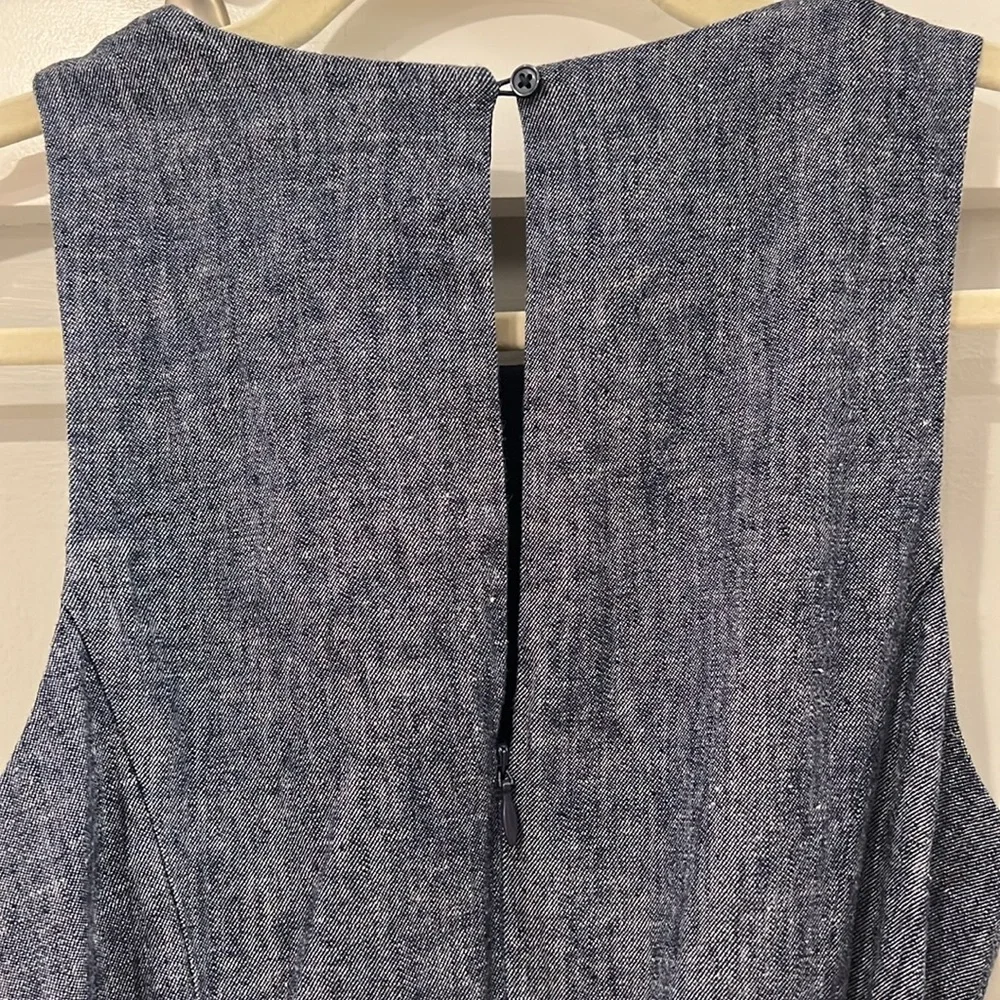 Banana Republic Chambray Blue Linen Blend Tie Waist Jumpsuit